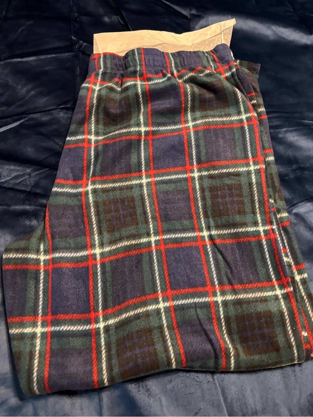 Cuddl Duds Fleece Pajama Pants Size 2X Blue Green Red Plaid Drawstring Loung NWT